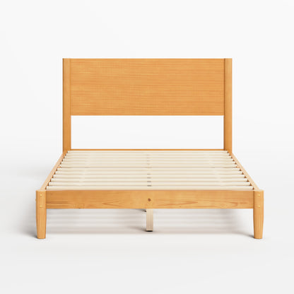 Mid Century Modern Platform Bed-FULL NATURAL