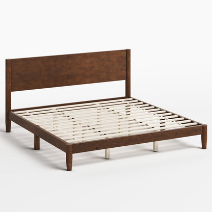 Mid Century Modern Platform Bed-KING WALNUT