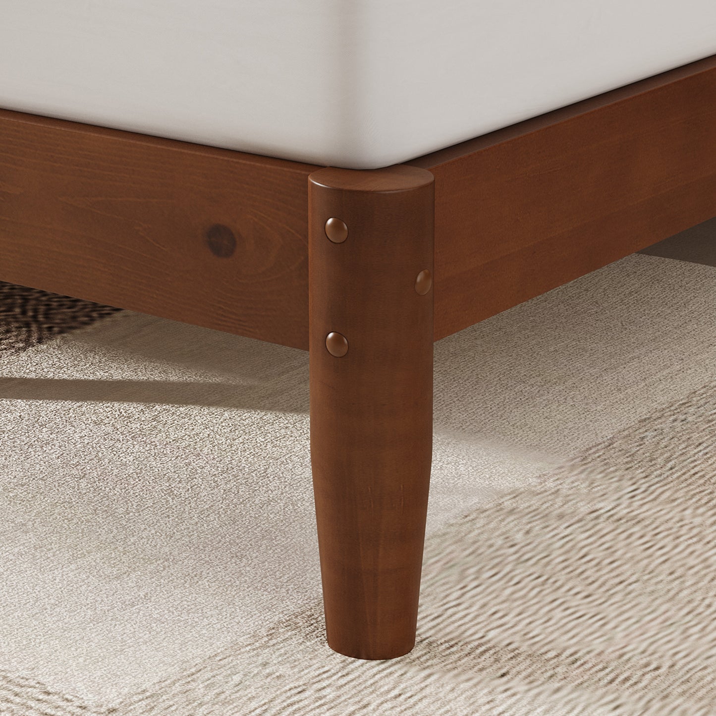 Mid Century Modern Platform Bed-TWIN BROWN