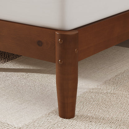 Mid Century Modern Platform Bed-TWIN BROWN
