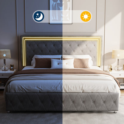 Hues LED Bed Frame-F-GREY