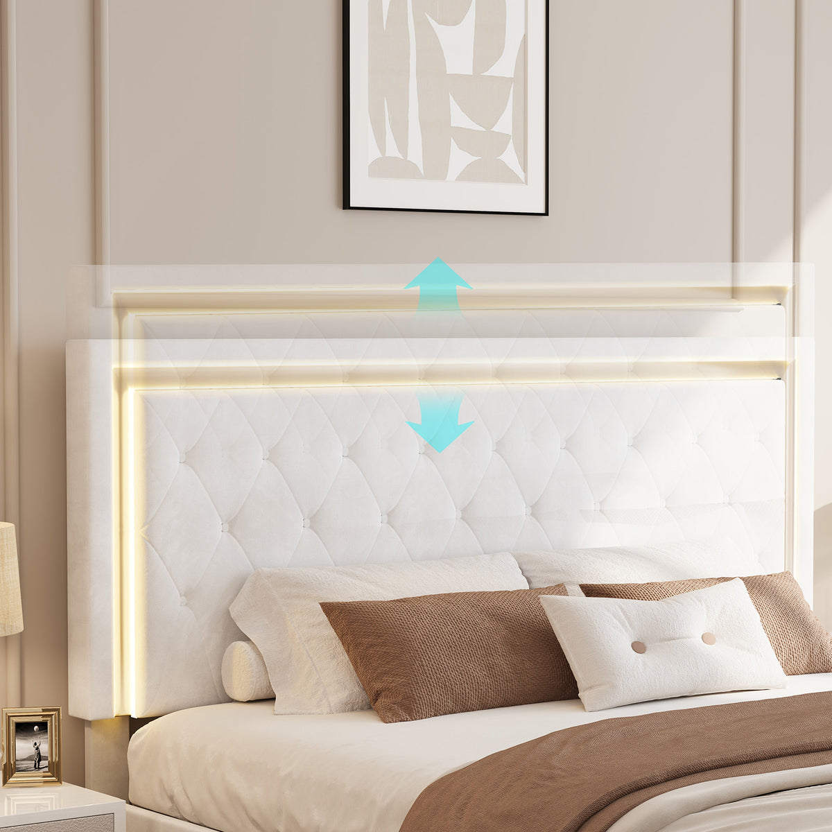 Hues LED Bed Frame-F-WHITE