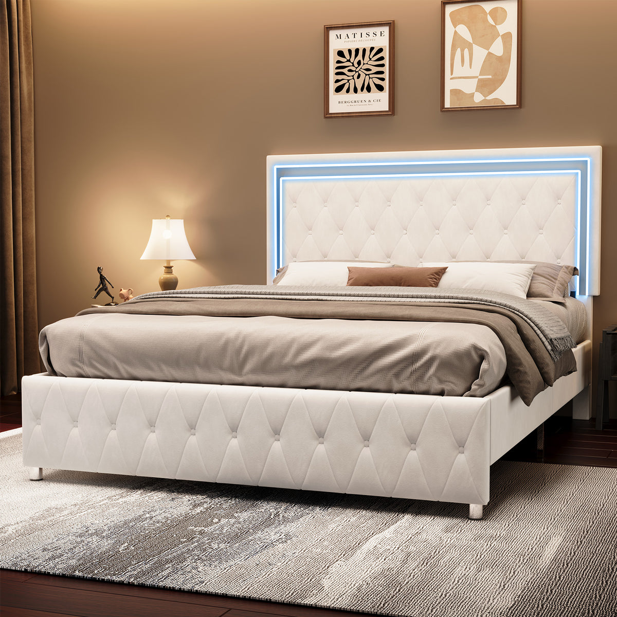 Hues LED Bed Frame-F-WHITE