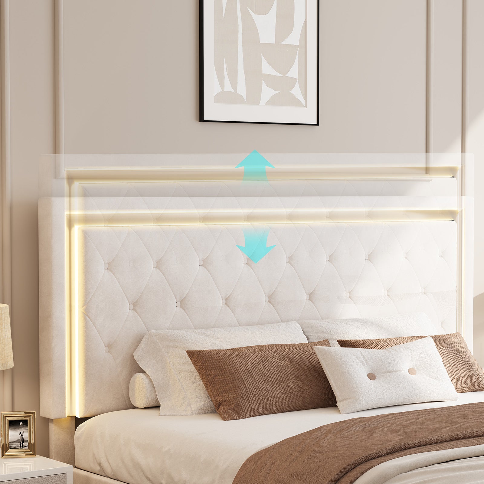 Hues LED Bed Frame-Q-CREAM