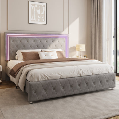 Hues LED Bed Frame-Q-GREY