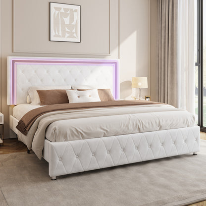 Hues LED Bed Frame-Q-WHITE