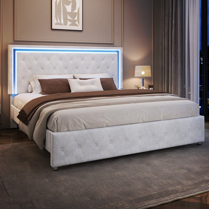 Hues LED Bed Frame-Q-WHITE