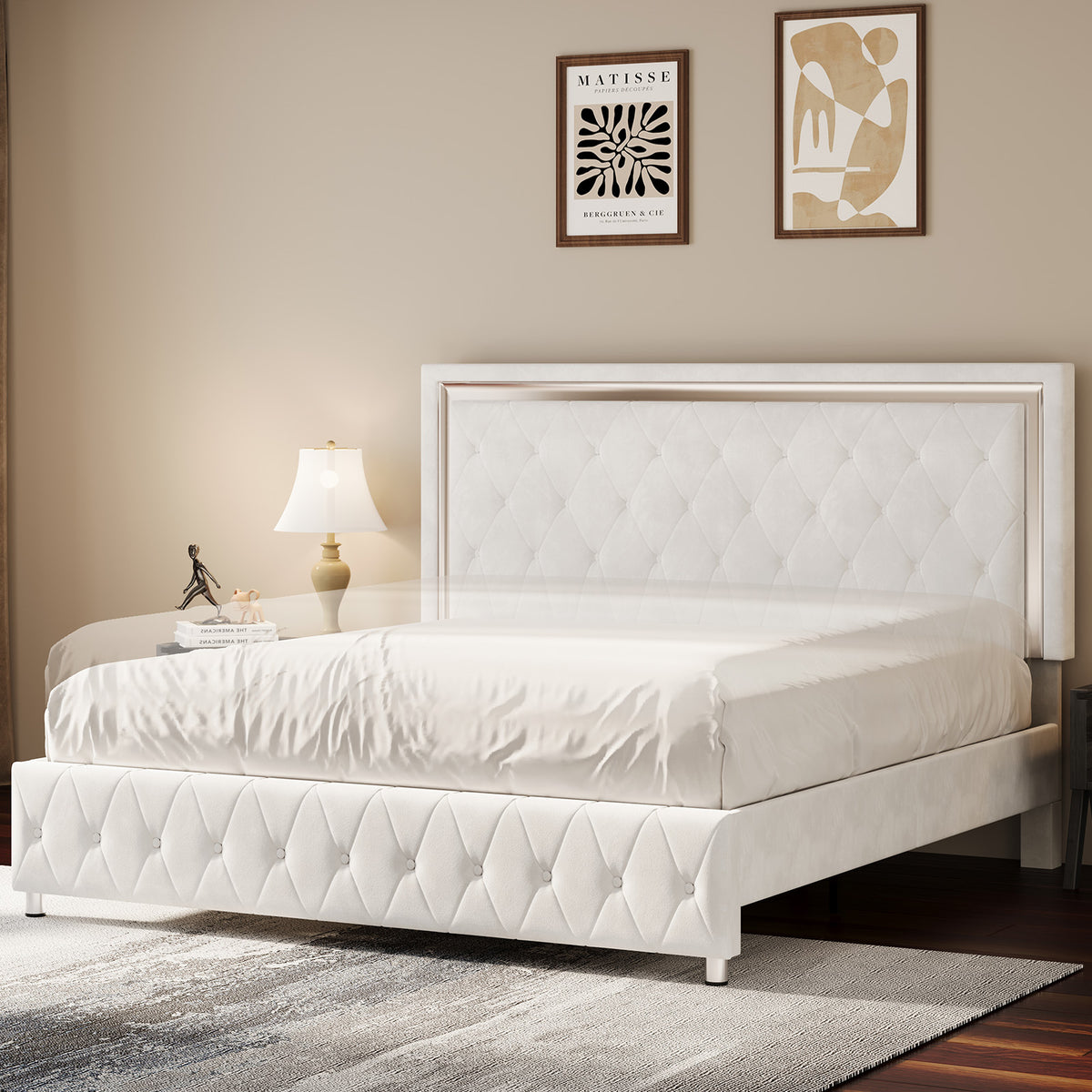 Hues LED Bed Frame-Q-WHITE