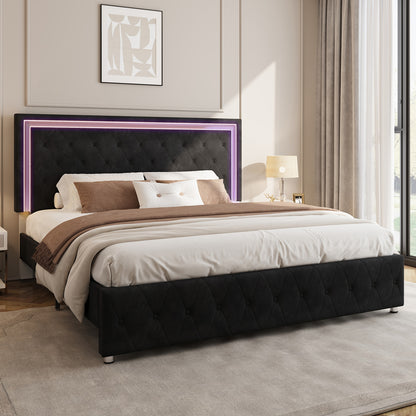 Hues LED Bed Frame-T-BLACK