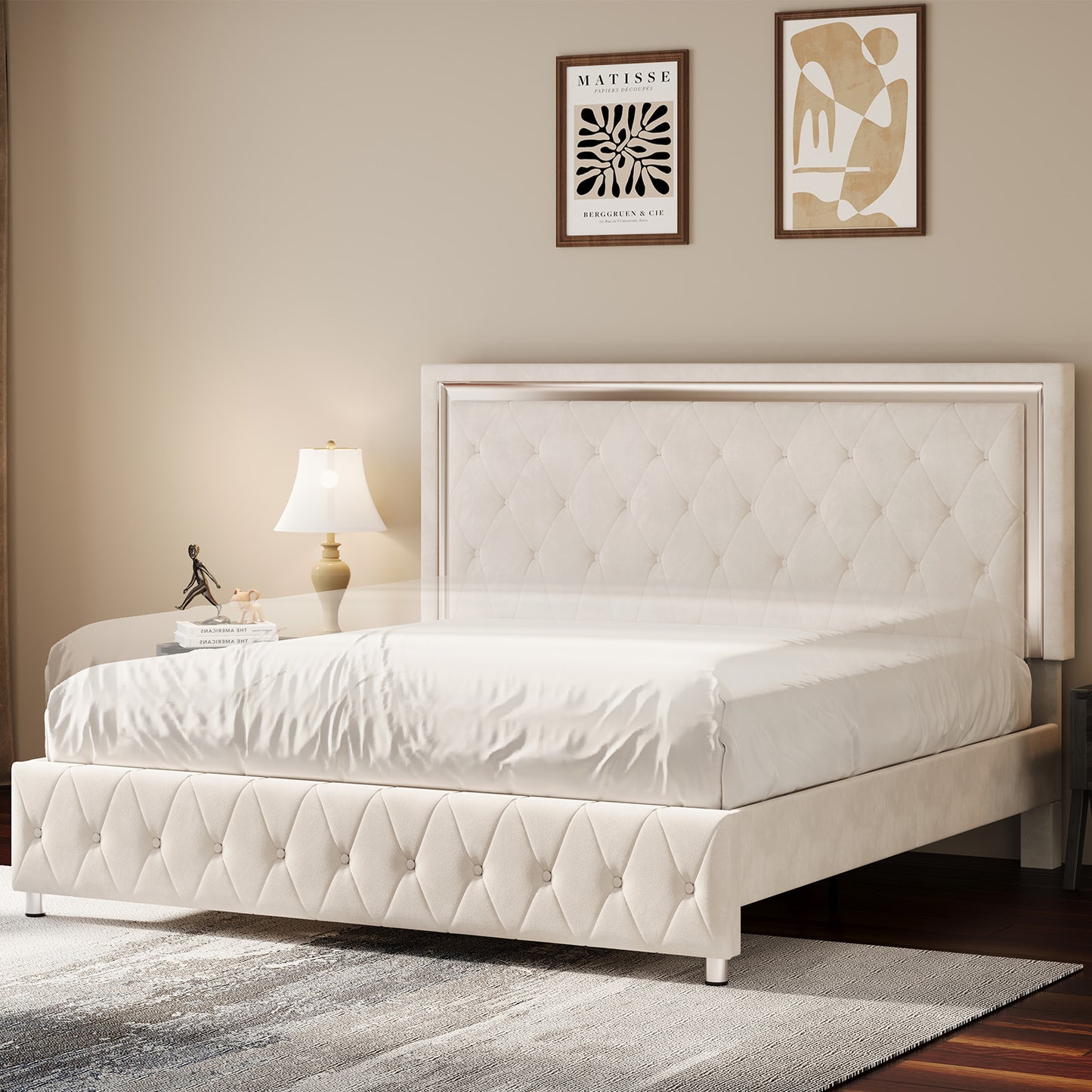 Hues LED Bed Frame-T-CREAM