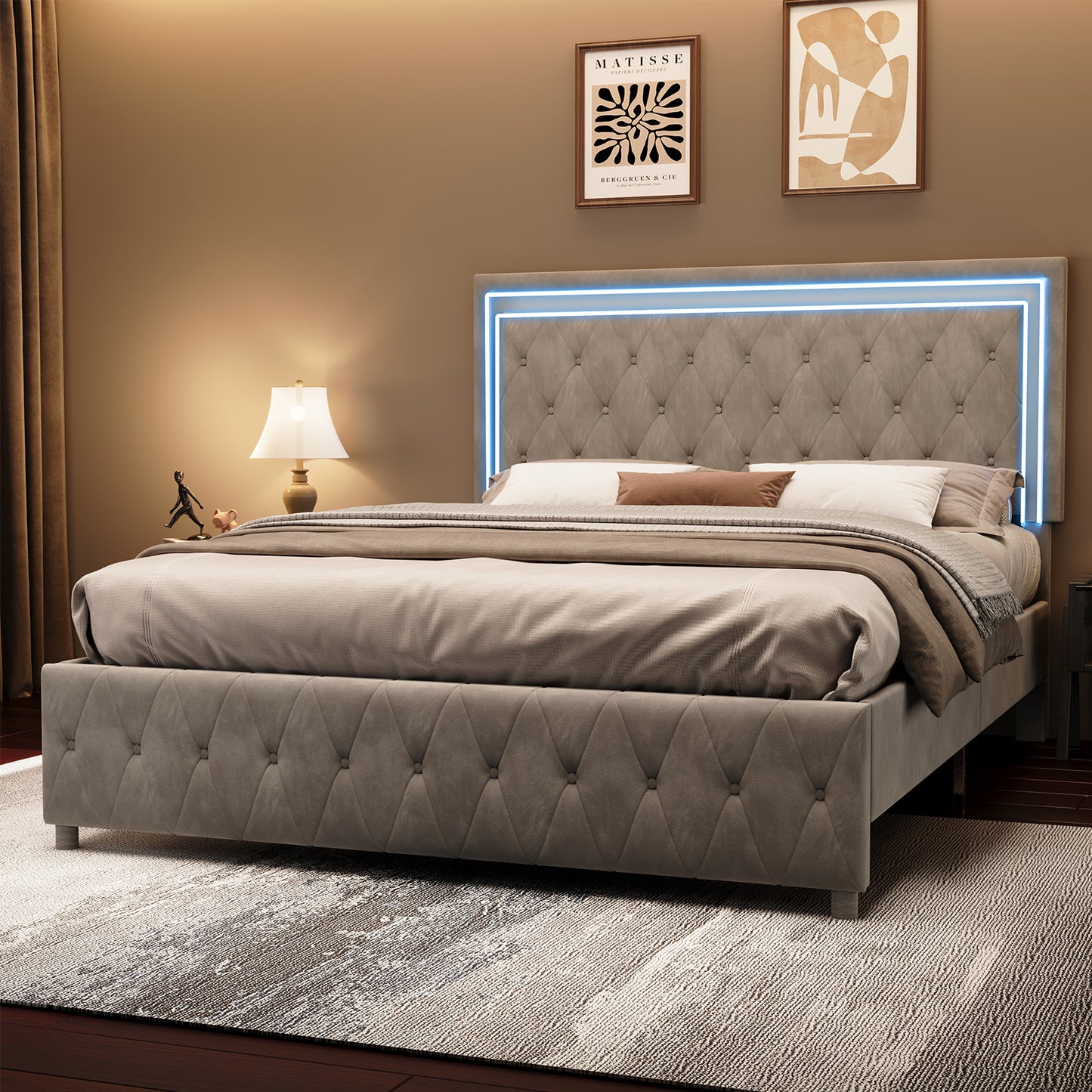 Hues LED Bed Frame-T-GREY