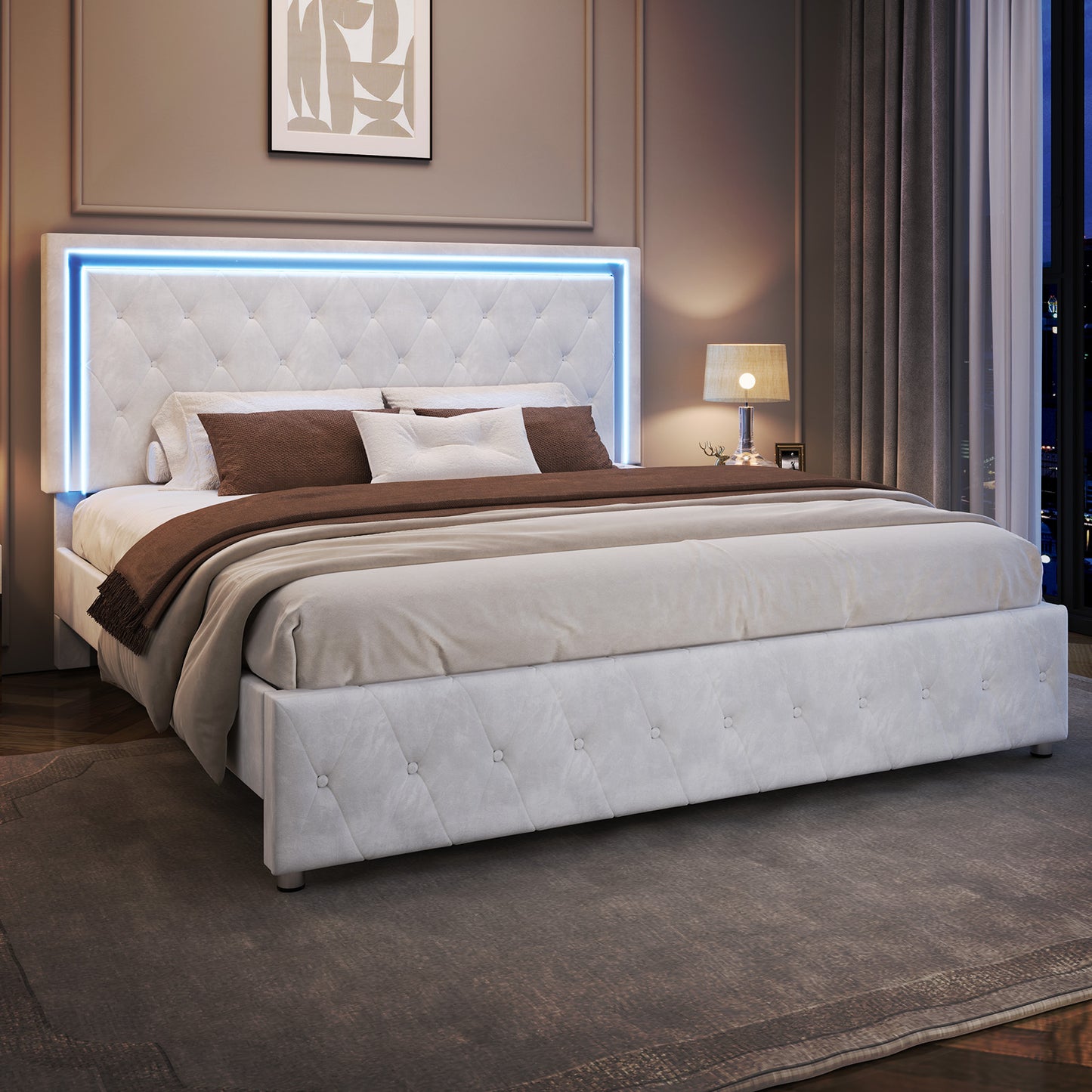 Hues LED Bed Frame-T-WHITE