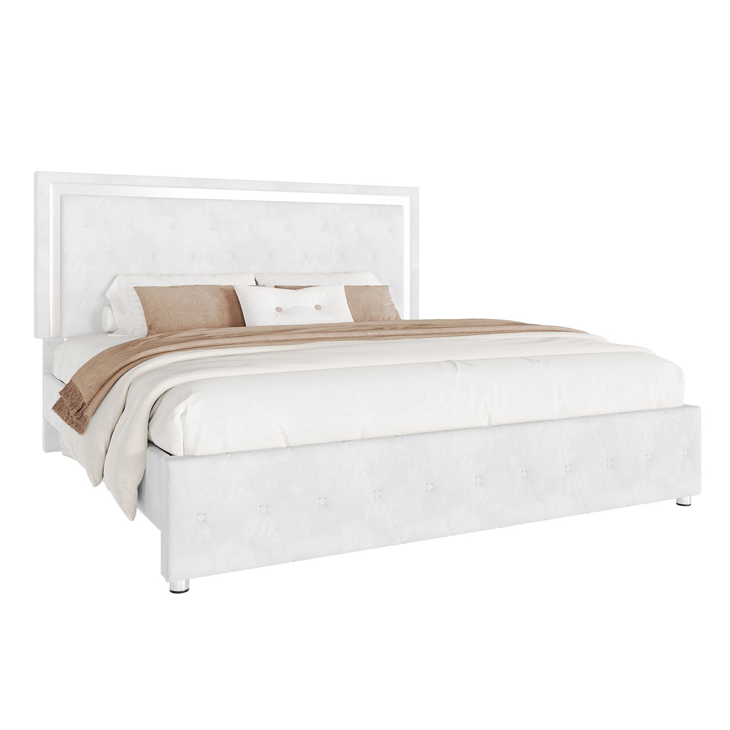 Hues LED Bed Frame-T-WHITE