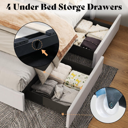 Nest LED Storage Platform Bed Frame Queen White