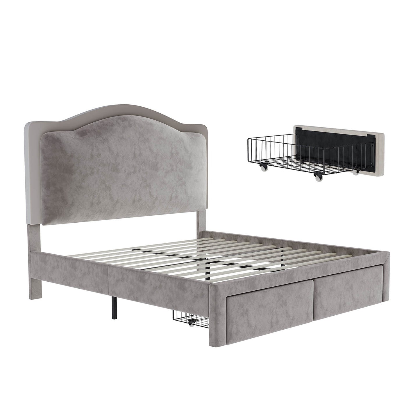 BUB025 LED Storage Bed Grey