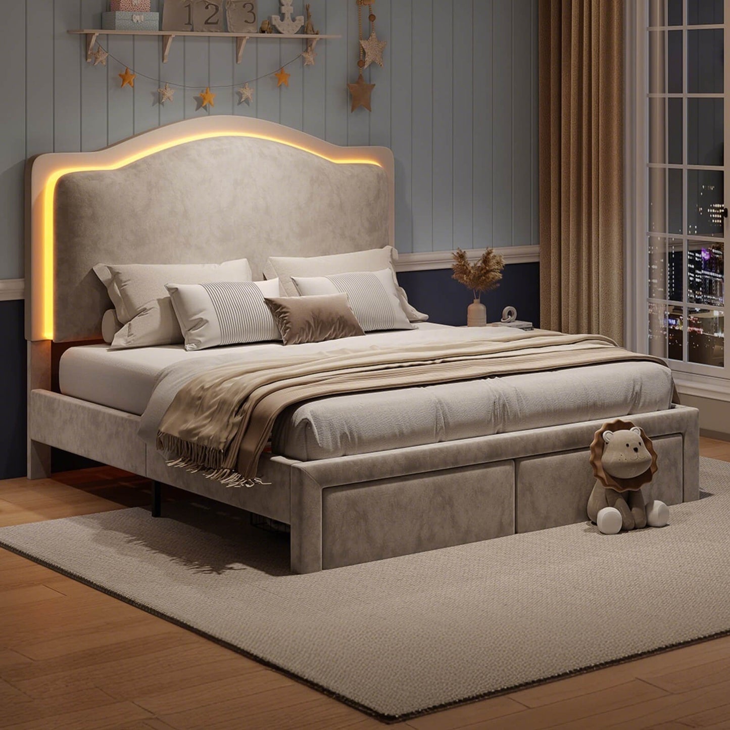 BUB025 LED Storage Bed Grey