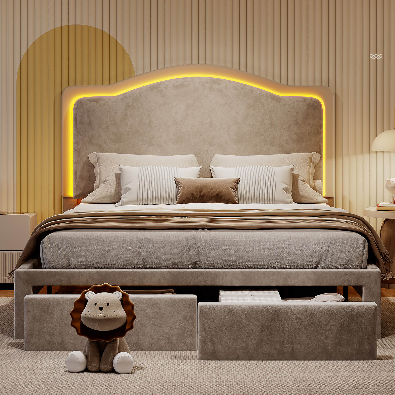BUB025 LED Storage Bed Grey