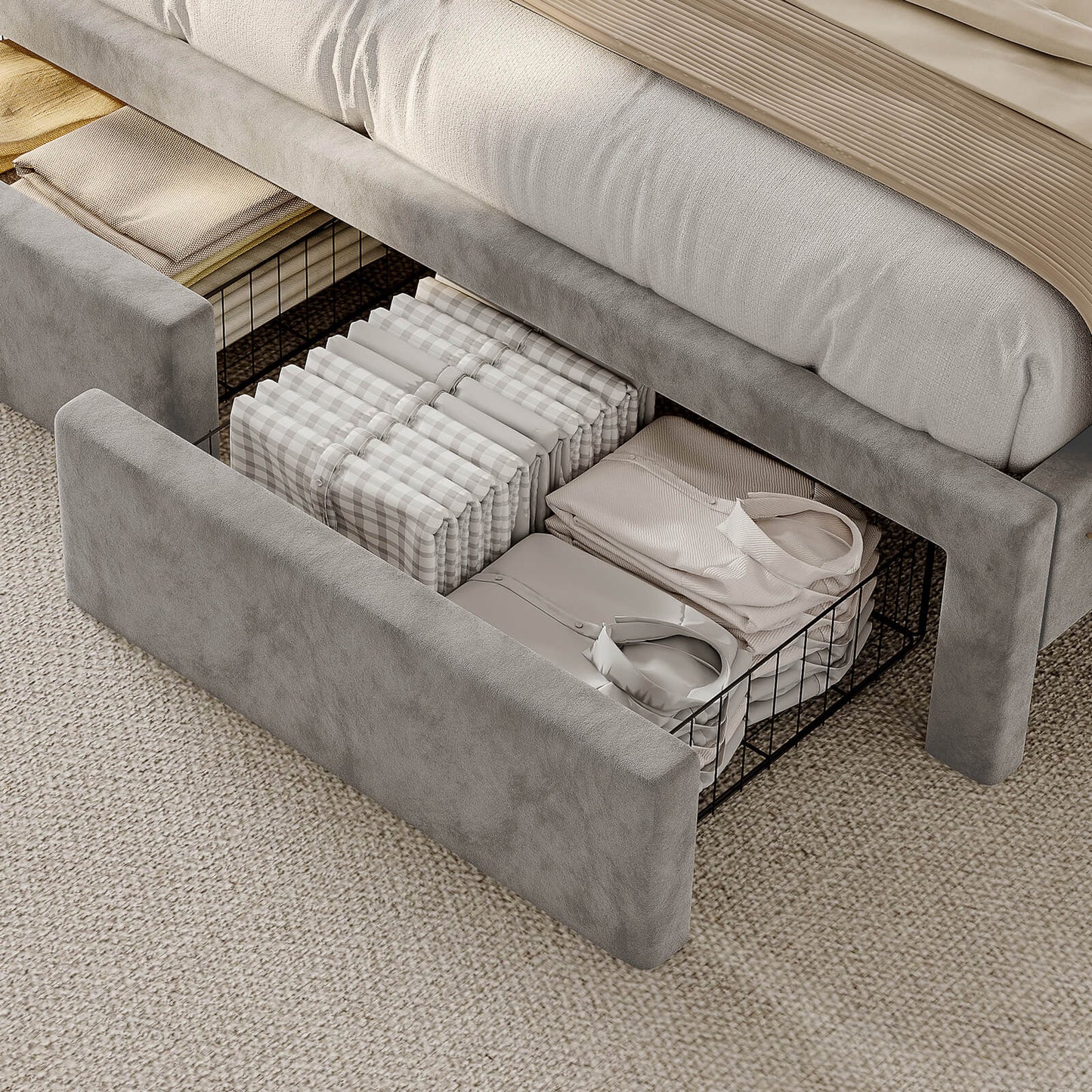 BUB025 LED Storage Bed Grey