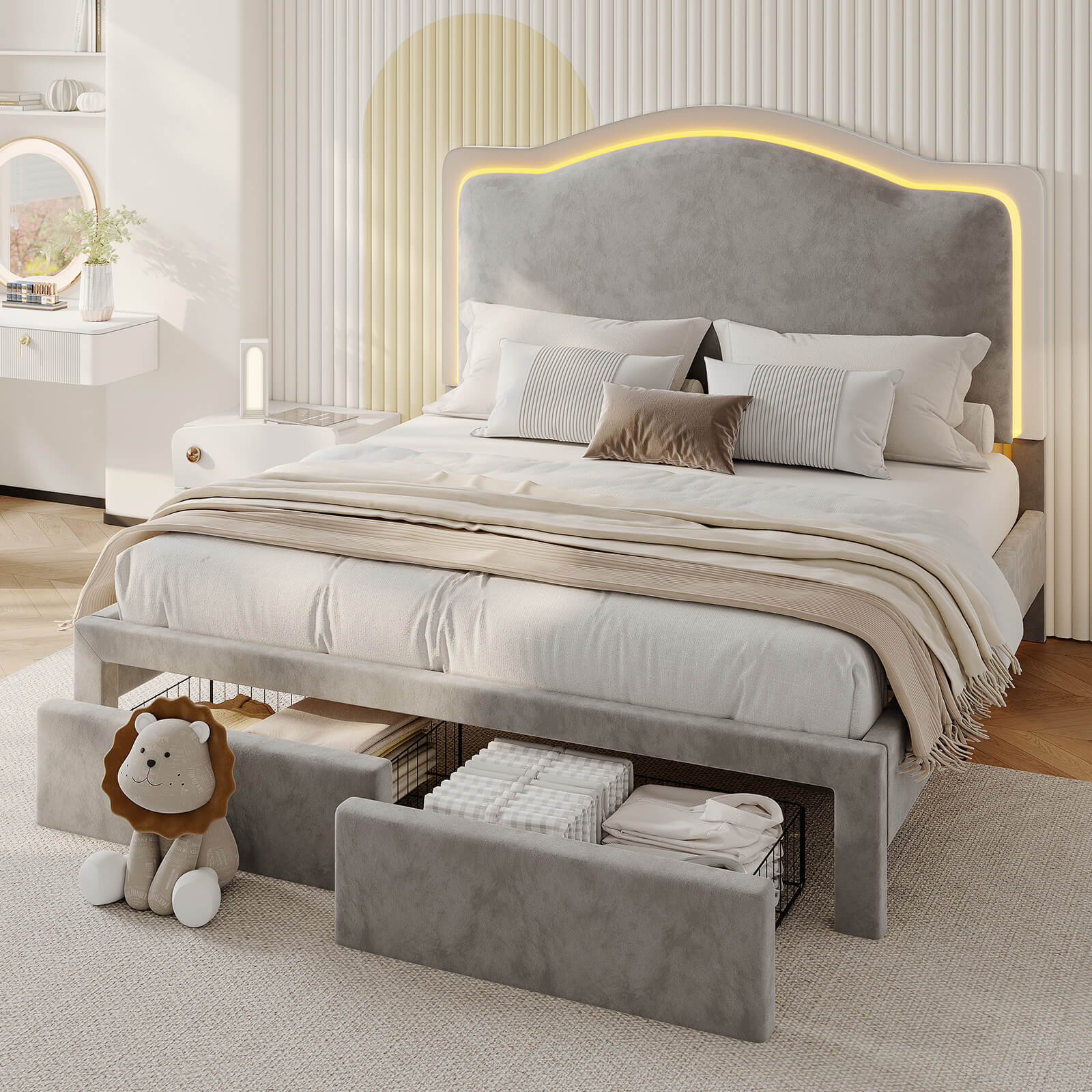 BUB025 LED Storage Bed Grey