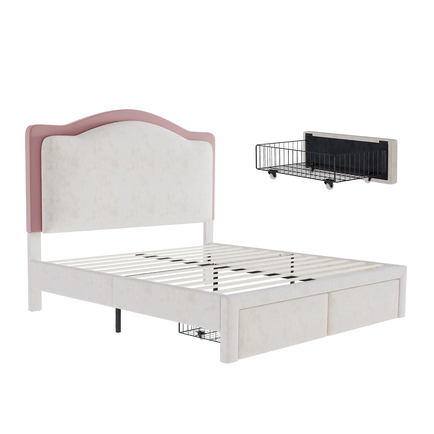 BUB025 LED Storage Bed Pink
