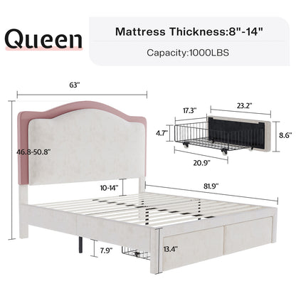 BUB025 LED Storage Bed Pink