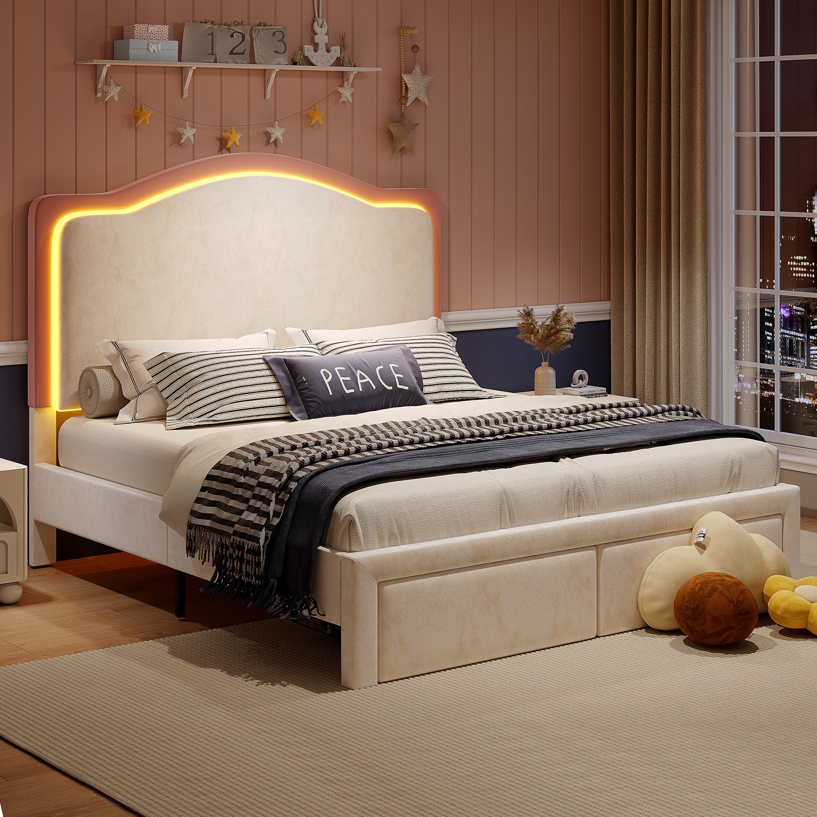 BUB025 LED Storage Bed Pink