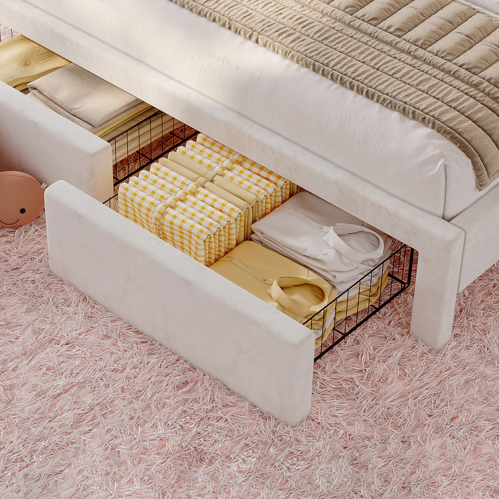 BUB025 LED Storage Bed Pink