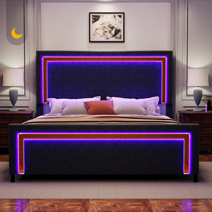Vega LED Storage Bed Frame-BUB036 K Black