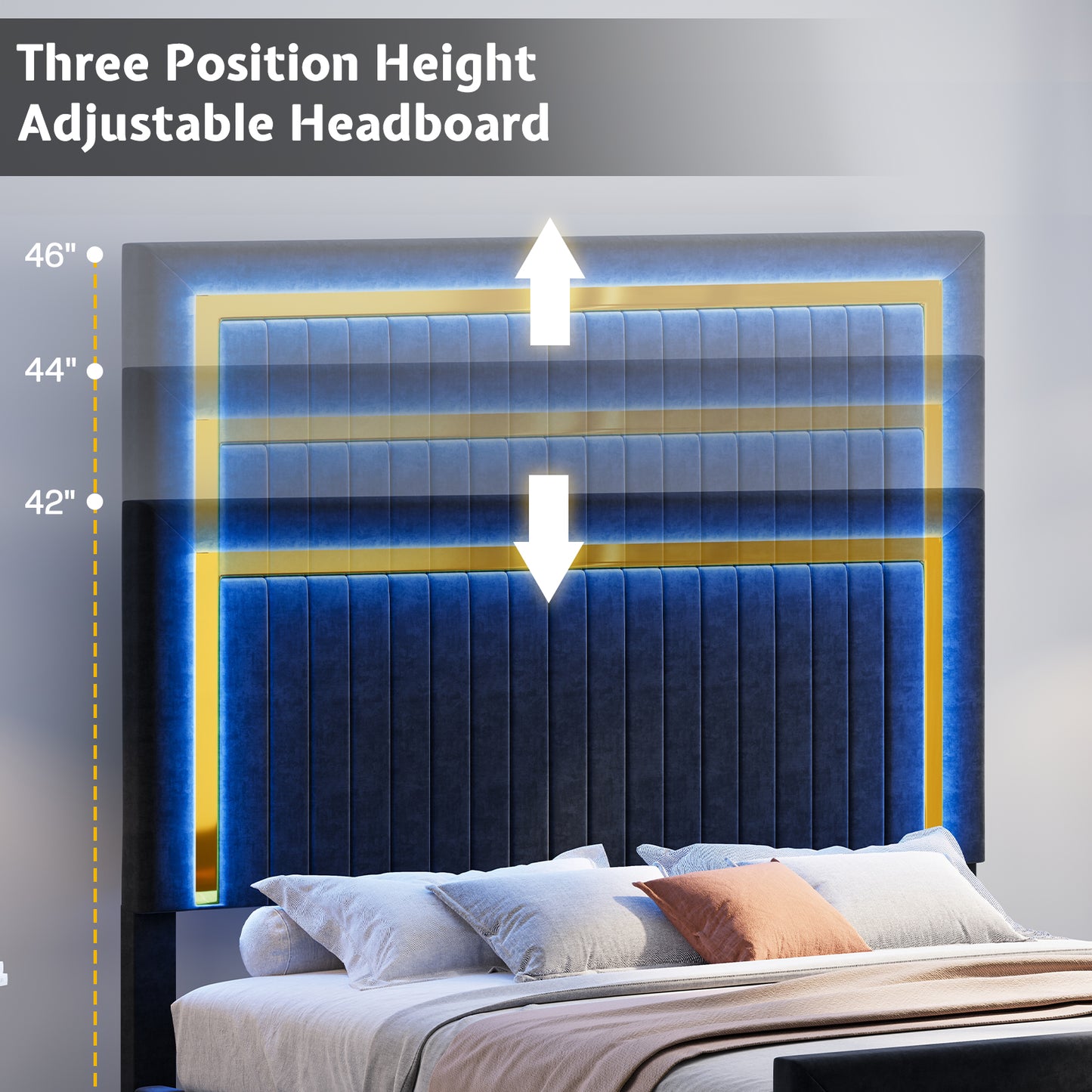 Vega LED Storage Bed Frame-BUB036 K Black