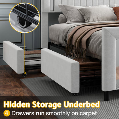 Vega LED Storage Bed Frame-BUB036 K Light Grey