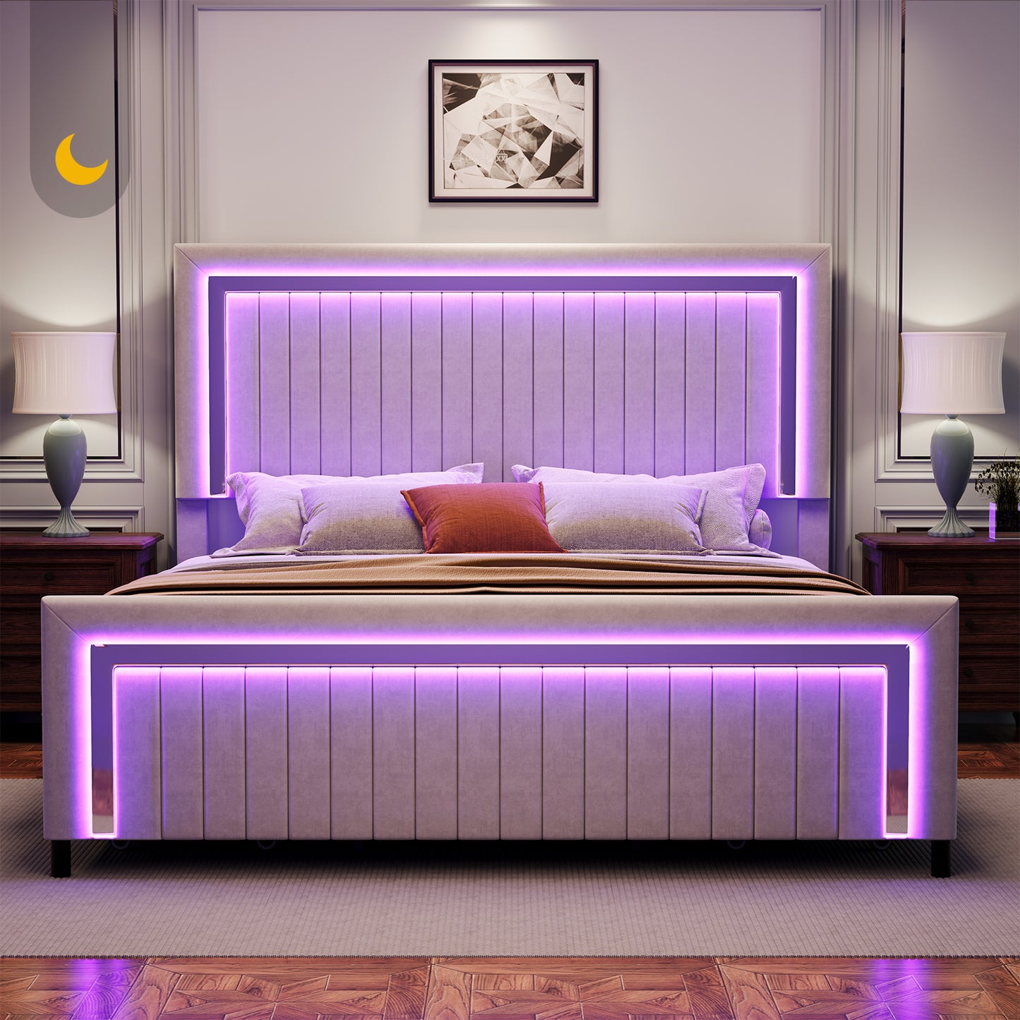 Vega LED Storage Bed Frame-BUB036 K Light Grey