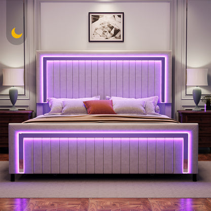 Vega LED Storage Bed Frame-BUB036 K Light Grey