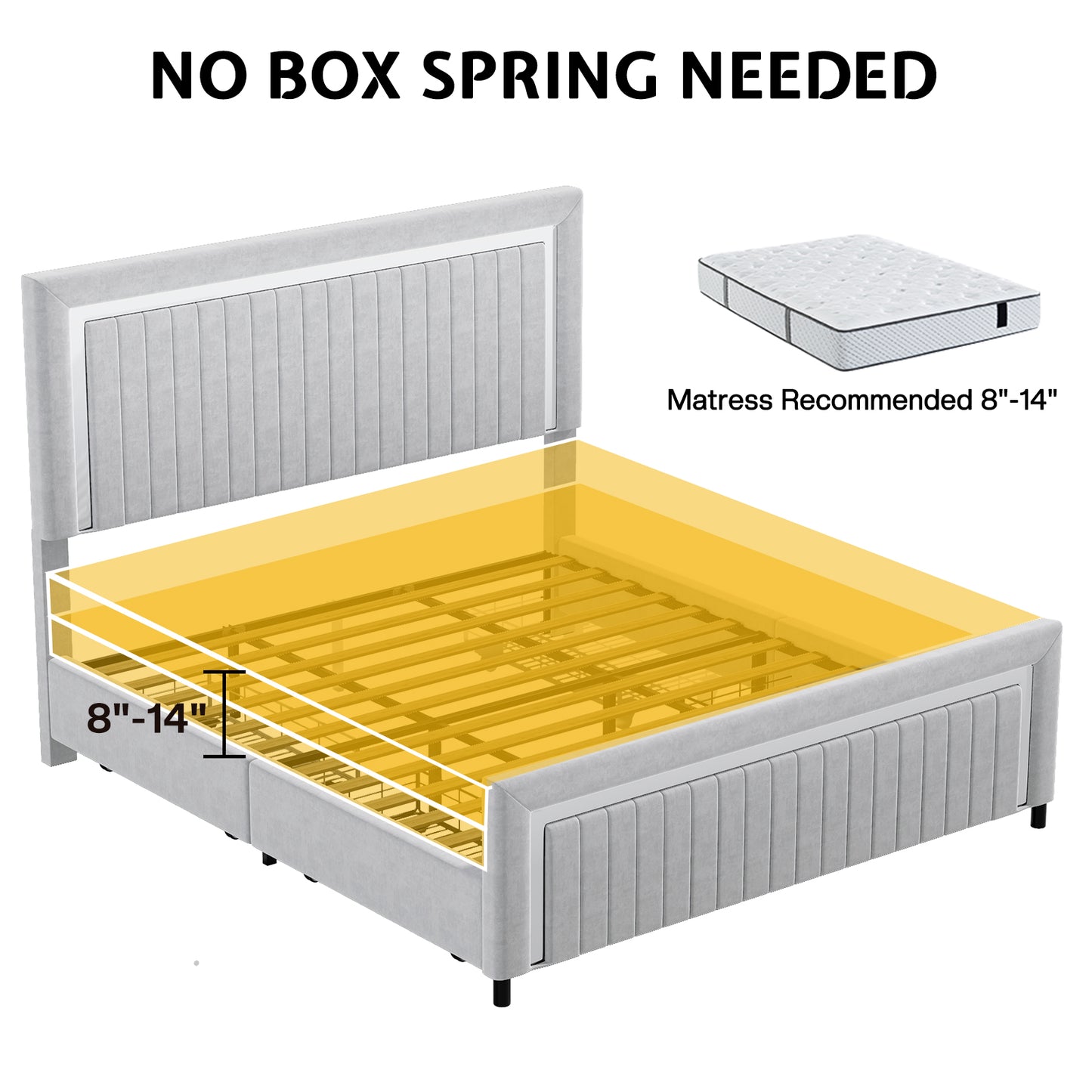 Vega LED Storage Bed Frame-BUB036 K Light Grey