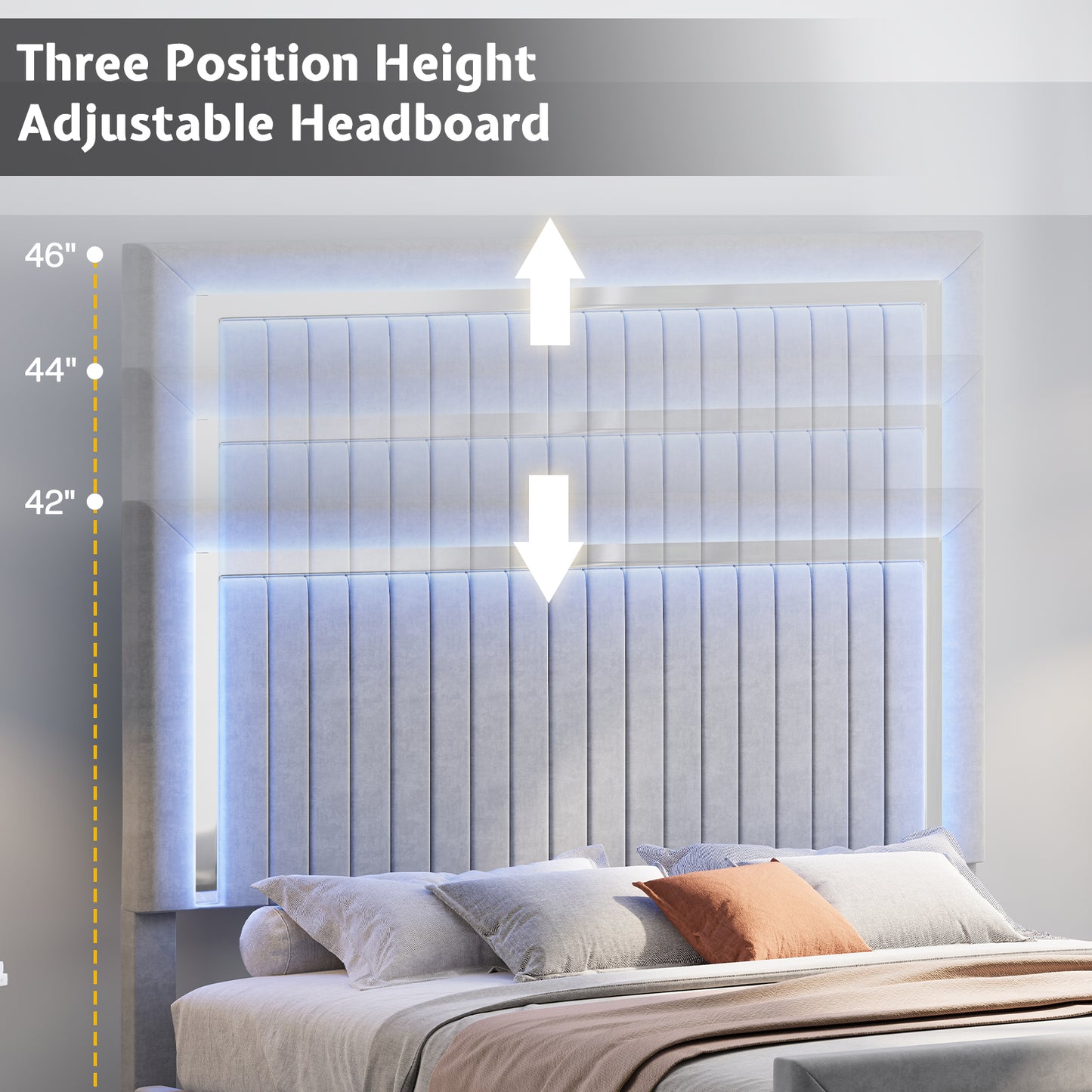 Vega LED Storage Bed Frame-BUB036 K Light Grey