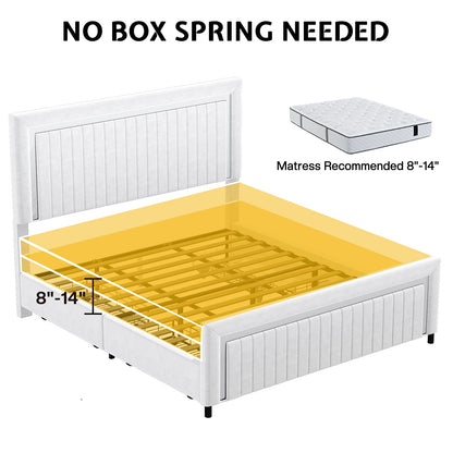 Vega LED Storage Bed Frame-BUB036 K White