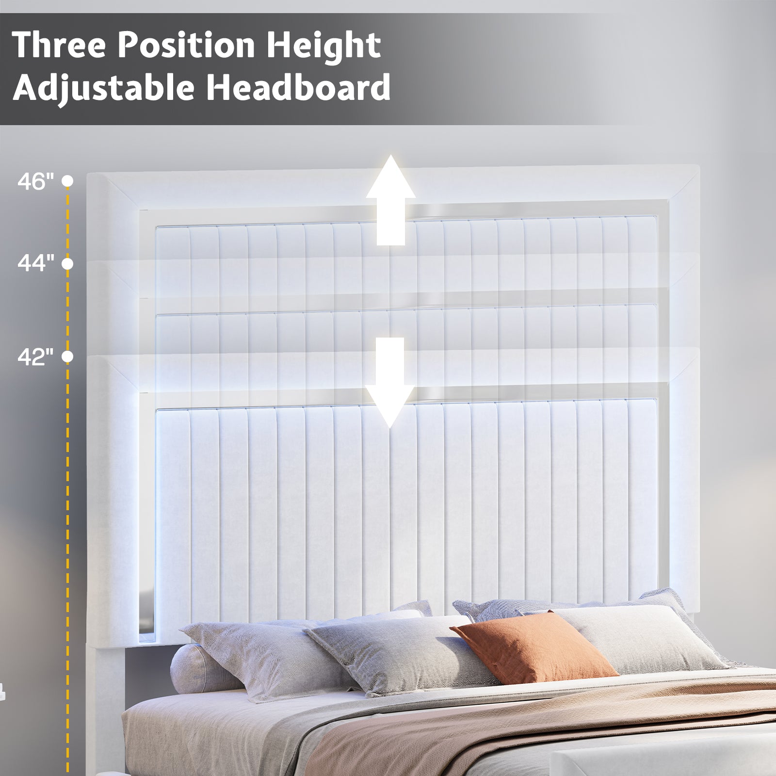 Vega LED Storage Bed Frame-BUB036 K White