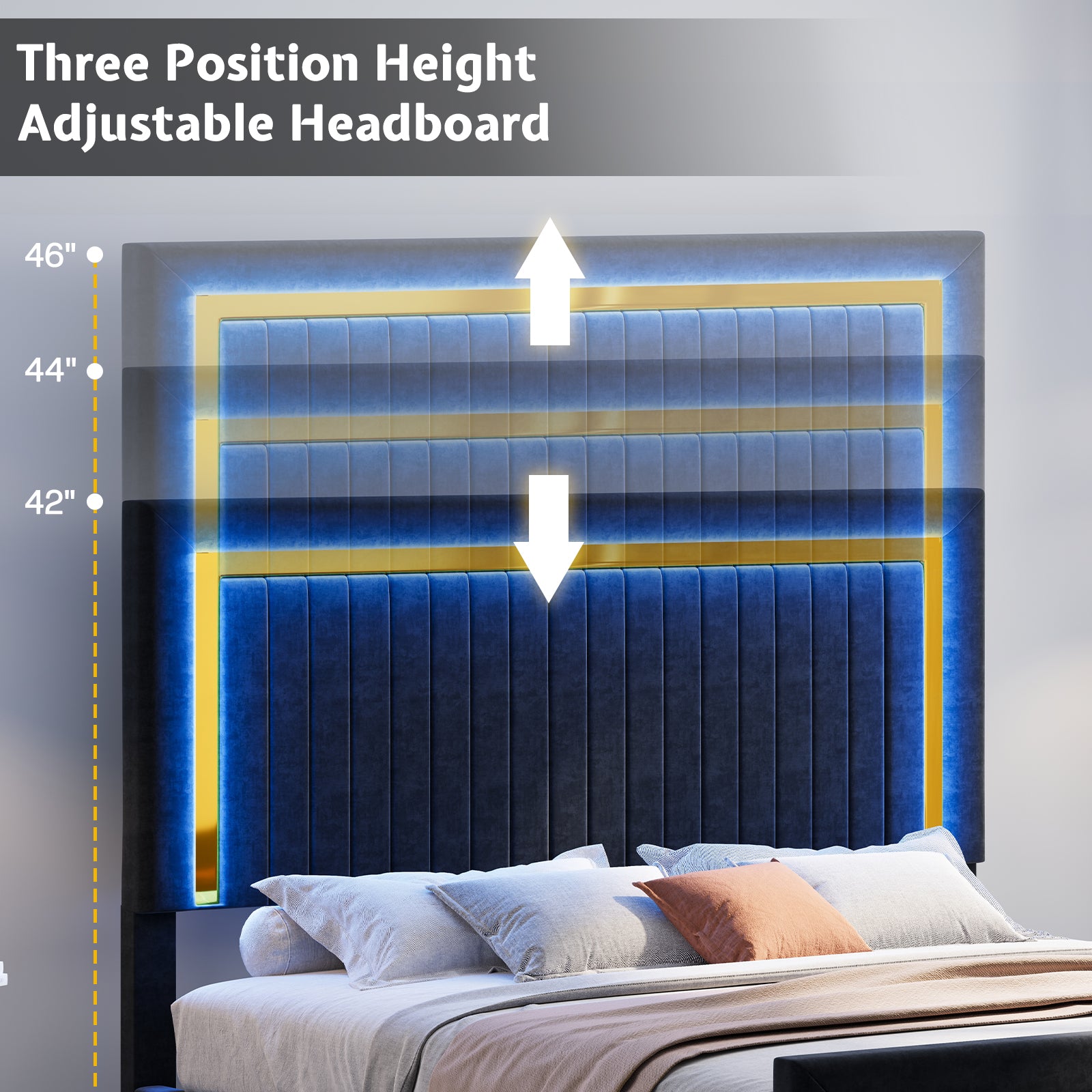 Vega LED Storage Bed Frame-BUB036 Q Black