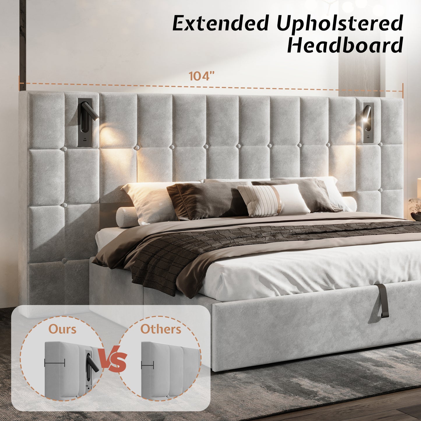 Loll Lift-Up Storage Bed Amerlife Grey / King