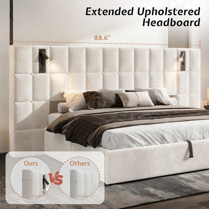 Loll Lift-Up Storage Bed Amerlife Cream / Queen