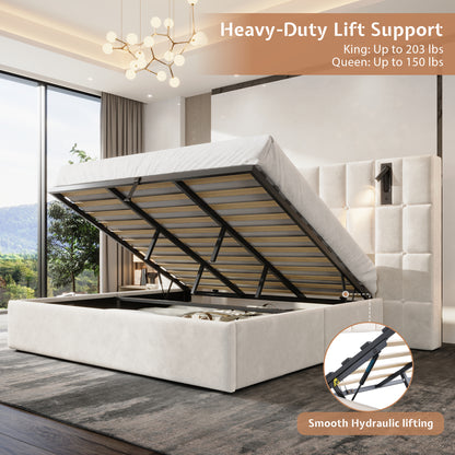 Loll Lift-Up Storage Bed Amerlife Cream / Queen