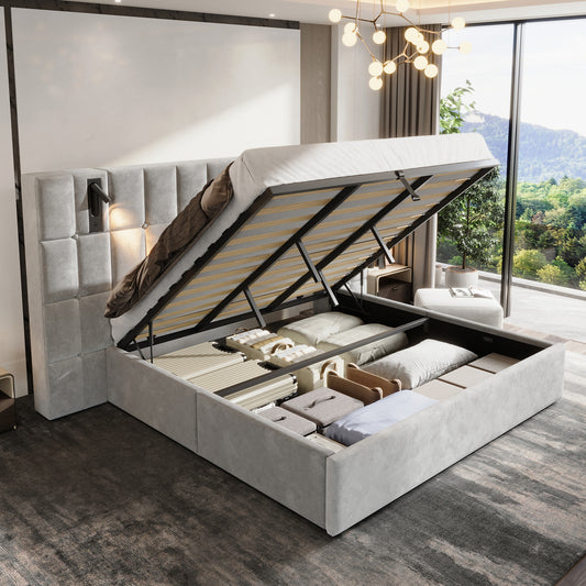 Loll Lift-Up Storage Bed Amerlife Grey / Queen