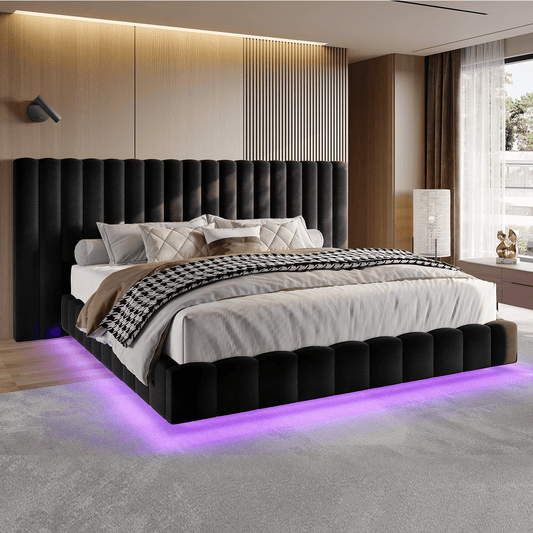 Drowse Floating LED Platform Bed Amerlife Black / King