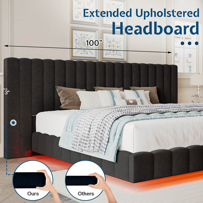 Drowse Floating LED Platform Bed Amerlife Black / King