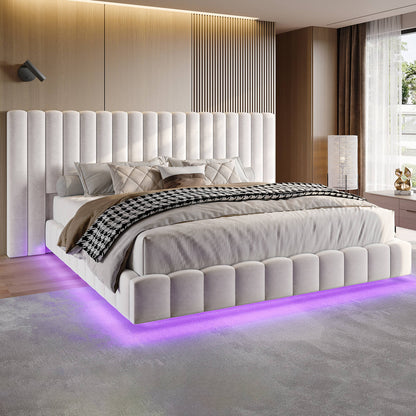 Drowse Floating LED Platform Bed Amerlife Cream / King