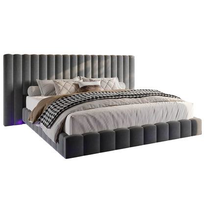 Drowse Floating LED Platform Bed Amerlife Gray / King