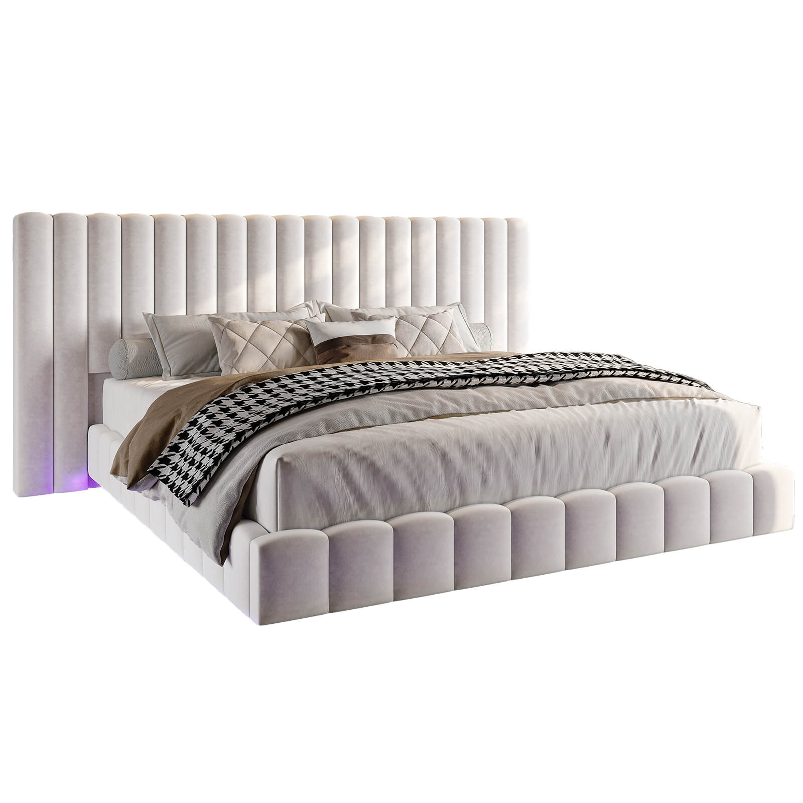Drowse Floating LED Platform Bed Amerlife Cream / King