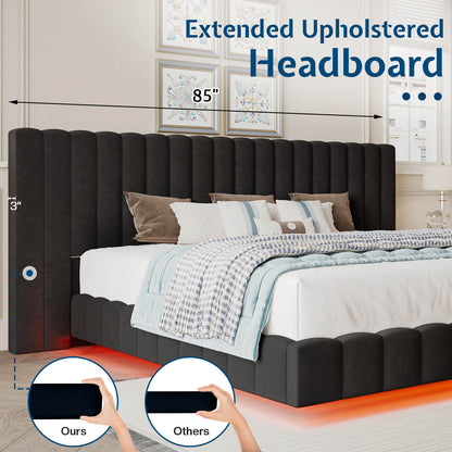 Drowse Floating LED Platform Bed Amerlife Black / Queen