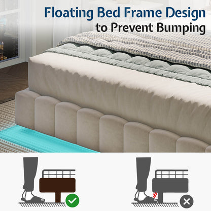 Drowse Floating LED Platform Bed Amerlife Cream / Queen