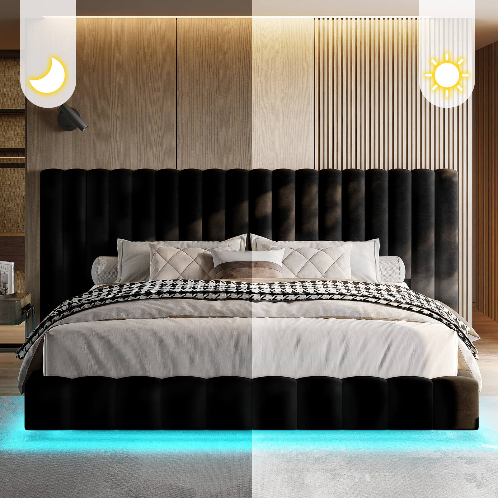 Drowse Floating LED Platform Bed Amerlife Black / Queen