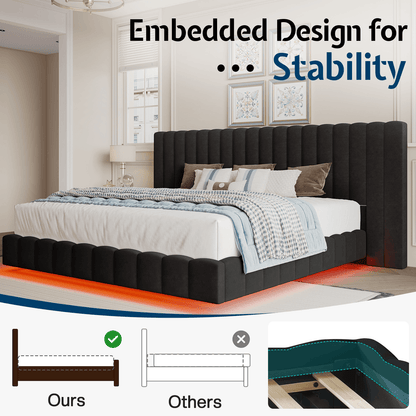 Drowse Floating LED Platform Bed Amerlife Black / Queen